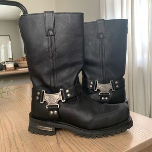 Milwaukee Drag Harness Mens Motorcycle Boots Black Leather